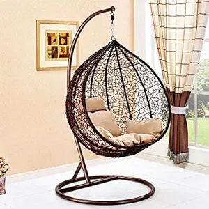 Furniture Kart Single Seater Swing in Brown Color Chair Water Drop/Papaya/Egg Shape