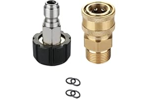 SAND DR BRUSH Juego de 2 adaptadores de Lavadora a presión, Kit de Accesorios de Manguera de desconexión rápida, Rosca métrica M22-14 mm Hembra a Macho (2PCS 3/8 '' Quick Connect Kit M22-14mm)