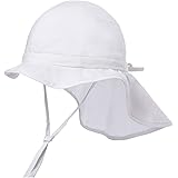 Zeltauto Baby Sun Hat Cap w/Neck Flap Cover Protection Size Adjustable UPF 50+ Toddler Kids Soft Breathable Cotton Beach Hat