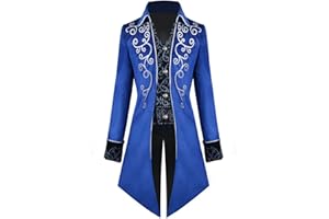 TMOYJPX Disfraces Chaqueta Steampunk Smoking Vintage para Hombre, Levita Victoriana Gótica, Ropa Disfraz Medieval Adulto de Carnaval de Halloween