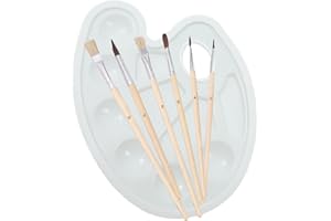 UCUNJIA 1impostato tavolozza acquerelli tavolozza plastica tavolozza pittura tavolozza di pittura plastica acquarelli per bimbi tavolozza professionale tavolozza plastica 6 pennelli