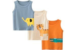 BLOMDES Boys Tank Vests 3 Pack Dinosaur Sleeveless Shirt Tank Tops for Boys 2-8 Years