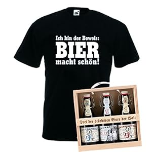 Schorschbräu / Fruit of the Loom pour Hommes Idéal pour T-Shirt & 3 de la Plus Bières du Monde dans boîte Cadeau, L