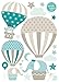 Produktbild lovely label Wandsticker selbstklebend HEISSLUFTBALLONS TAUPE/MINT/PETROL - Wandaufkleber Kinderzimmer / Babyzimmer mit Tieren in versch. Farben - Wandtattoo Schlafzimmer Mädchen & Junge, Wanddeko Baby / Kinder
