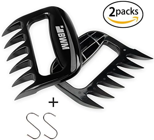 Solid Upgraded Pulled Pork Shredder Claws, YBWM Meat Shredding BPA Free Bear Paws Meat Handler, BBQ Bear Claw Carving Forks for Pork, Chicken, Beef, Turkey- Set of 2 ( Black)