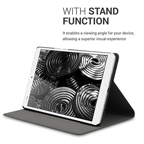 kwmobile Hülle für Huawei MediaPad M3 8.4 – Tabletcover Slim Case Tablet Schutzhülle – Smart Cover Tabletcase Filz Design Dunkelgrau - 5