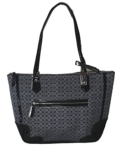 Preisvergleich Produktbild Coach Poppy Metallic Signature C Tote Bag Charcoal 26414