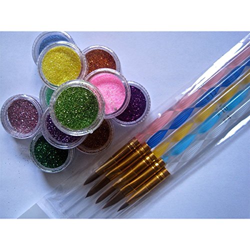 VORCOOL Gel Pinsel Pen-Set 5 x Acryl Nail Art UV-Gel schnitzen Pen Brush Liquid Powder DIY No.12.10.8.6.4 - 3