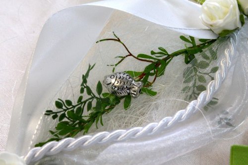 Tischdeko Ehrenplatz Kommunion Konfirmation Weiß Grün - 5