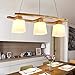 Produktbild ZMH LED Pendelleuchte esstisch Deckenleuchte aus Holz und Glasschirm Hängeleuchte höhenverstellbar Pendellampe Hängelampe 3*E27 Leuchtmittel Kronleuchte für Büro, Esstisch, Arbeitszimmer, Wohnzimmerlampe