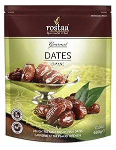 Rostaa Gourmet Dates, Omani, 680g (Gluten Free, Non-GMO & Vegan)