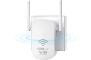 GETUE Ripetitore WiFi Amplificatore WiFi con Copertura Fino a 10000 Piedi Quadrati,1200Mbps Dualband 5GHz e 2,4GHz,WiFi Extender con 1 Porta Ethernet,E-R38
