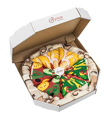 Rainbow Socks - Pizza MIX Italiana Hawaiana Vegetariana Donna Uomo - 4 paia di Calze - Taglia EU 41-46