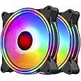 US1984 Superflow 120 Auto RGB Fans 120mm RGB Case Fans, RGB LED Fans, RGB Gaming PC Fans, 9 Blades Cooler Case Fan with Dual Sided RGB Ring Illumination Quiet Cooling Computer Fans (RGB Fan 2pcs)