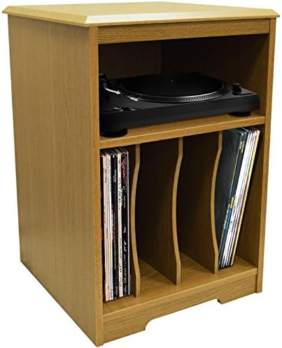 Hokku Designs Traditional Sturdy Vinyl Storage - Can Hold Up To 30 Vinyl LP Records Total 120 - Also Suitable For A4 Files - Crafted From Particle Board, MDF, And Paper Foil (Oak)
