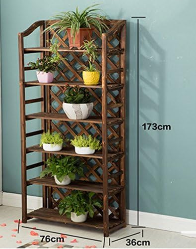 LYTSM® Carbonized Solid Wood Multi-storey Flower Rack Assembly Living Room Green Radish Flower Pot Shelf Balcony Landing Clamshell Rack Preservative Wood sturdy Multifunction ( Size : XL )