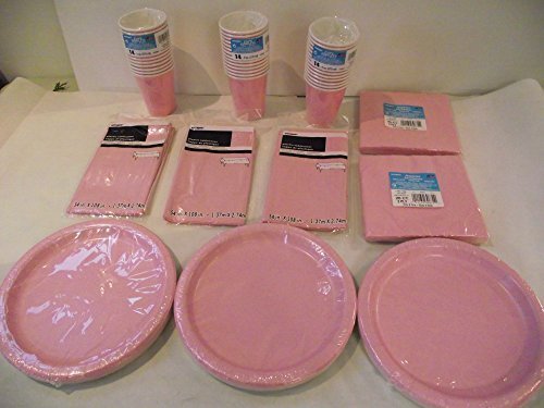 Pastellrosa Wegwerf-Geschirr-Pack für 40 Gäste
