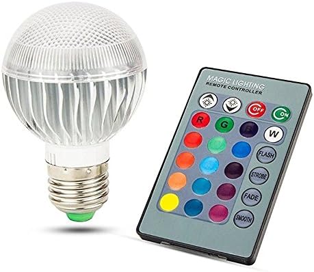 Waylee E27 Standard Screw Base RGB Multicolored LED Light 16 Colors+ 24Key Remote Control Changing Dimmable Lamp with IR Remote Control Mood Ambiance Lighting [Classe énergétique A+++]