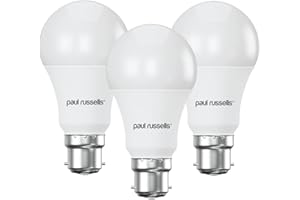 paul russells B22 Bayonet Cap LED Light, 13W = 100W Equivalent Bulb, 1521 Lumens, 4000K Standard BC A60 LED GLS, Natural Large Energy Saving Non-Dimmable Lightbulbs - Cool White Frosted - 3 Pack