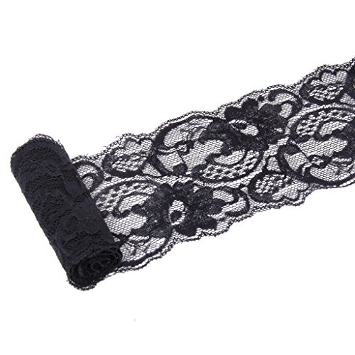 5Yards Elastische Blume Spitze DIY Chinlon Formteile Tuch Nähen Handwerk (Schwarz) - 4