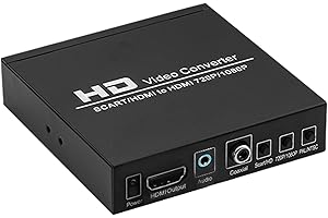 Mcbazel SCART+HDMI vers HDMI avec de format 3,5mm Convertir 480I(NTSC)/576I(PAL) en sortie de signal HDMI 720P/1080P, Connexion facile avec le DVD,décodeur,lecteur HD,console(PS2PS3PSP,Wii,Xbox 360)