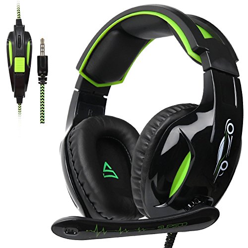 Supsoo Auriculares G813 Est  reo DE 3 5  mm  con Cable  para Juegos  con micr  fono  Cancelaci  n de Ruido y Control de Volumen  para Xbox One PC Mac PS4 tablet tel  fono  Negro y Verde 