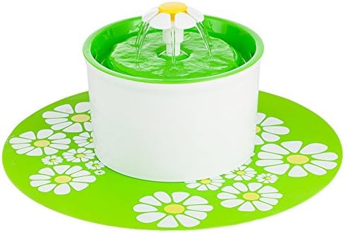 Pawsfiesta 1.6 L Flower Style Automatic Electric Pet Water Fountain Dog/Cat Drinking Bowl With Flower Mat, Green