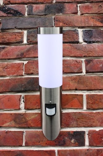 Edelstahl Außenlampe mit Leuchtmittel LED 7 Watt Fackel inkl. Bewegungsmelder