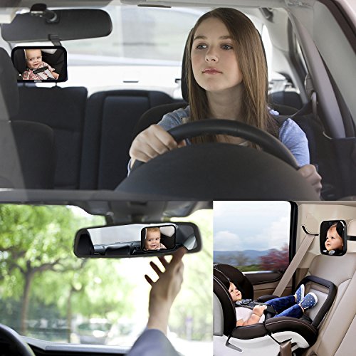 COOODI Rücksitzspiegel für rückwärts gerichteten Kindersitz für Babyschalen schwarz für Autositz Einstellbar Babyschalenspiegel Sicherheitsspiegel Babyspiegel - 7