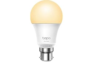 TP-Link Tapo Smart Bulb, Smart Wi-Fi LED Light, B22, 8.7W, Energy saving, Works with Amazon Alexa and Google Home, Dimmable Soft Warm White, No Hub Required (Tapo L510B) [Energy Class F]