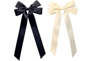 RAMGLYO 2 pezzi per capelli con fiocco Clip per capelli con fiocco per ragazze signore (nero, beige)