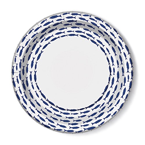 Preisvergleich Produktbild 10 Pappteller Fischschwarm / Fische / Maritim Ø23cm