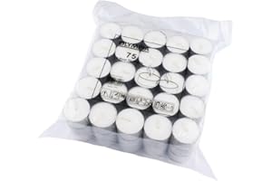 Olympia 8 Hour Tealights White Wax Candles Mood Lighting Pack of 75