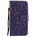 Produktbild Samsung Galaxy S5 Mini Hülle, Chreey [Prägung Indische Sonne] Lederhülle Sonnen Blume Brieftasche Wallet Tasche Magnet Flip Case Handyhülle Etui mit Kartenfach Ständer [Lila]