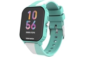 LEKUS R-Start Smartwatch Niños Reloj Inteligente niño con 8 Juegos Educativos, +10 Deportes, alarmas, Gran Pantalla táctil de 1,69",para Adolescentes niños y niñas de 8 a 15 años (Turquesa/Blanco)
