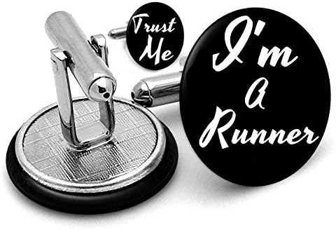 Trust Me I'm A Runner Cufflinks athlete marathon olympic running BN supplied in gift pouch