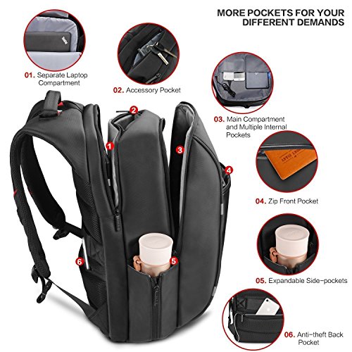 SPARIN Business Laptop Rucksack 15 6 zoll Taschen mit  USB Anschluss   Notebook Computer herren rucksack  Hohes Fassungsverm  gen   Anti-Diebstahl Sic