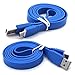 Price comparison product image High Quality Honor 6A, Huawei P9 lite mini, Huawei Y6 Pro 1 Metre Super Fast Anti Tangle Flat USB Data Cable / Charging / SYNC / transferring Lead - Blue by Gadget Giant®