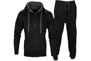 shelikes Mens Tracksuit Set Full Sleeve Fleece Zipper Hoodie Top Bottoms Jogging Joggers Sports Sweat Suit