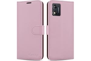 iCatchy for Motorola Moto E13 Case Leather Wallet Book Flip Folio Stand View Cover with Card Slots and Kickstand for Motorola Moto E13 Phone Cover (Rose Gold)