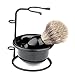 VERY100 Badger Shaving Brush + Metal Razor Holder Stand + Arcylic Bowl Mug Set