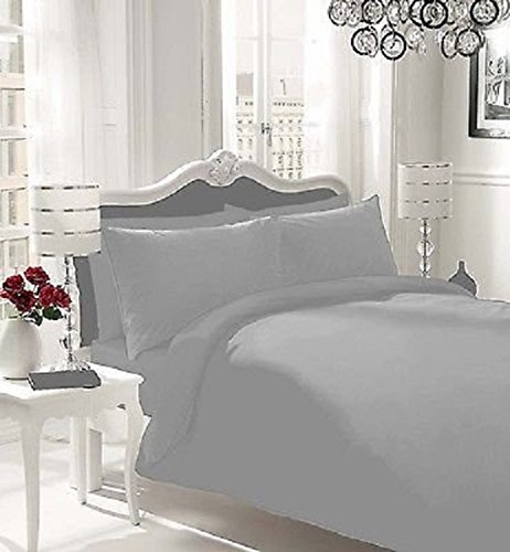 sell-ideas Duvet Quilt Cover Case Single Double King Sizes Premium Quality Exceptionally Durable Duvet Set 300 Thread count Bedding sheet Bedding Duvet Set Egyption Cotton (Grey Color 400 Thread Count with 100% Pure Cotton) Free Pillow Covers Grey King