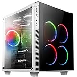 anidees AI-CL-Cube-W-RGB ATX / E-ATX gehärtetem Glas Computer Gehäuse mit 5 x 120 RGB Gehäuselüfter miditower - Weiß