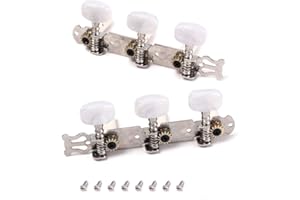 Alnicov - Juego de 2 clavijas de afinación para guitarra clásica con tornillos de montaje, 3L 3R cromado, color blanco