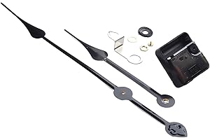 WIIYENA Kit de mécanisme de mouvement d'mecanisme horloge murale à couple élevé, silencieux, à quartz, kit de réparation avec aiguilles longues pour grande horloge de 50 à 60 cm (noir 2)