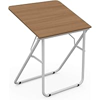 LEVIRA Staffelei, Zeichentisch Schwarza, 80 x 67 x 76 - Weiß und Kirsche Schoko