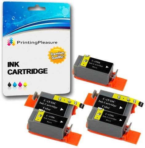 5 Compatibles Canon BCI-15/16 Cartouches d'encre pour Pixma IP90 i70 i80 Selphy DS700 DS810 MINI220 - Noir/Couleur, Grande Capacité
