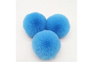BrightGlow Kunstfell Pompon 8cm Weiche Pompons zum Basteln Groß Pom Pom Bälle Fellbommel Kunstfell-Pom-Poms DIY Pom Pom Bälle Kaninchenfell Bommel für Mützen Beanies Tasche Hellblau 10 Stück
