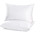 JY Hotel Collection Fiber Bed Pillows For Sleeping 2 Pack Queen Size Pillows For Side And Back Sleepers, Super Soft Down Alternative Microfiber Filled Pillows,16 X 26 Inches, White