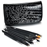 Glow Professional 25 piece Nail Art Brushes and Dotting Tools Set; Black